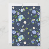 Carte De Remerciements Aquarelle Blue Hydrangea Garland Mariage Floral (Dos)