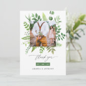 Carte De Remerciements Aquarelle Bois Forêt Végétation Mariage Photo (Debout devant)