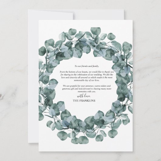 Carte De Remerciements Aquarelle botanique de verdure élégante (Dos)