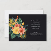 Carte De Remerciements Aquarelle botanique Mariage tropical (Dos)