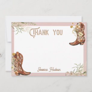 Carte De Remerciements Aquarelle Bottes florales et Fête des mariées mous