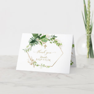 Carte De Remerciements Aquarelle Bourgogne Fleurs safran Or Baptême