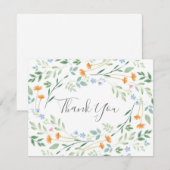 Carte De Remerciements Aquarelle Cadre Floral Mixte (Devant / Derrière)