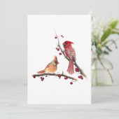 Carte De Remerciements Aquarelle Cardinal Pair (Debout devant)