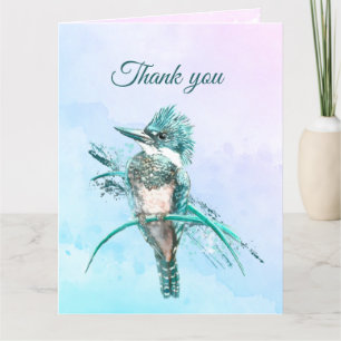 Carte De Remerciements Aquarelle Ceinturée Kingfisher Oiseau Art de la fa