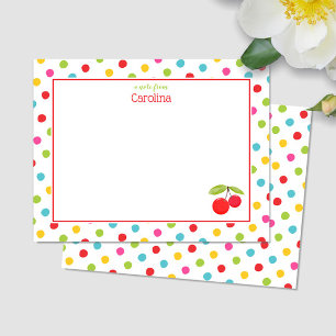 Carte De Remerciements Aquarelle Cerises & Points Papeterie Colorée