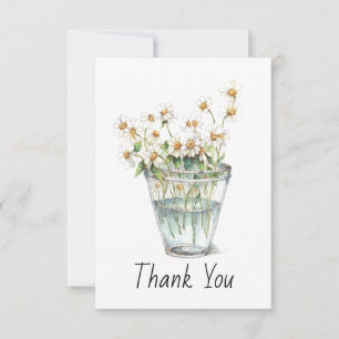 Carte De Remerciements Aquarelle Chamomile Fleurs en verre