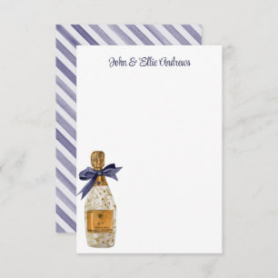 Carte De Remerciements Aquarelle Champagne de France avec bow de marine