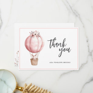 Carte De Remerciements Aquarelle Chic simple Hot Air Balloon Baby Girl
