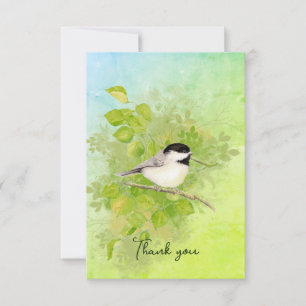 Carte De Remerciements Aquarelle Chickadee Oiseau Faune Nature Art