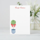 Carte De Remerciements Aquarelle Chinoiserie Bow rouge Topio (Debout devant)