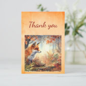 Carte De Remerciements Aquarelle Chute Fox Animal Faune Art (Debout devant)