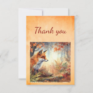 Carte De Remerciements Aquarelle Chute Fox Animal Faune Art
