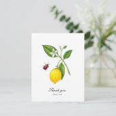 Carte De Remerciements Aquarelle citron de style vintage (Debout devant)