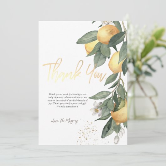 Carte De Remerciements Aquarelle Citron vert Plaid (Debout devant)