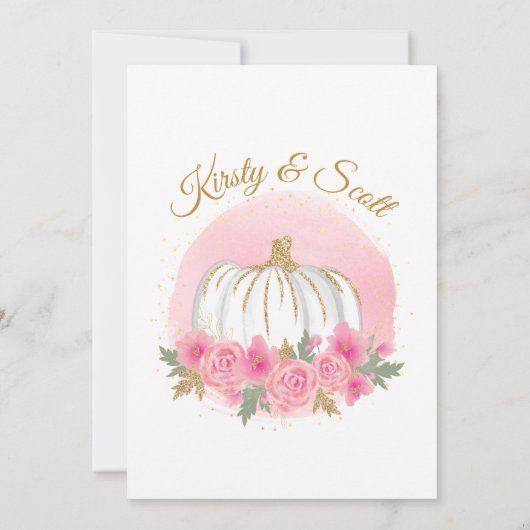 Carte De Remerciements Aquarelle Citrouille rose or Parties scintillant M (Dos)