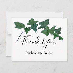 Carte De Remerciements Aquarelle classique Vert Anglais Ivy