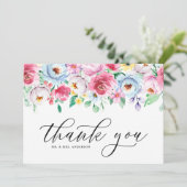 Carte De Remerciements Aquarelle colorée Fleurs Pastel Garland Mariage (Debout devant)