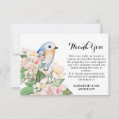 Carte De Remerciements Aquarelle commémorative Oiseau floral Sympathy Fun (Devant)