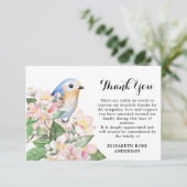 Carte De Remerciements Aquarelle commémorative Oiseau floral Sympathy Fun (Debout devant)