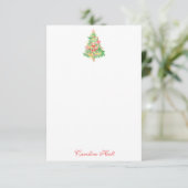 Carte De Remerciements Aquarelle Coquette Bow Christmas Tree Personnalise (Debout devant)