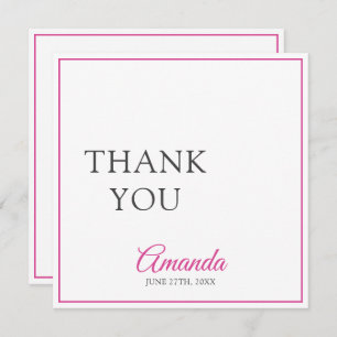 Carte De Remerciements Aquarelle Coquette Rose Bow Sweet 16 Anniversaire