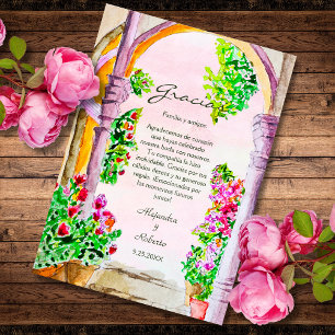 Carte De Remerciements Aquarelle couleur espagnole Floral Vieux-Ville Mex