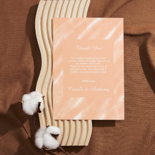 Carte De Remerciements Aquarelle couleur Fuzz Peach Motif Abstrait