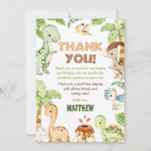 Carte De Remerciements Aquarelle Cute Dinosaur Vert Anniversaire (Devant)