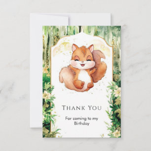Carte De Remerciements Aquarelle Cute Squirrel Anniversaire