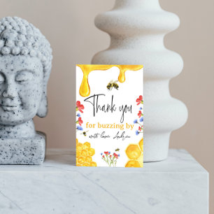 Carte De Remerciements Aquarelle d'abeille fleur sauvage et jaune