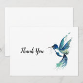 Carte De Remerciements Aquarelle de Blue Humminbird (Devant / Derrière)