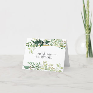 Carte De Remerciements Aquarelle de feuillage d'eucalyptus vert blanc mar