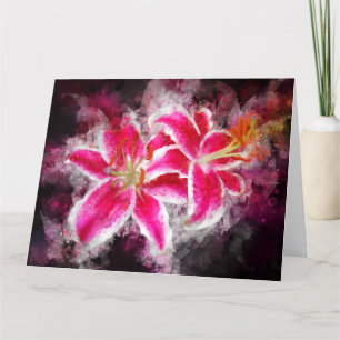 Carte De Remerciements Aquarelle de fleur de Stargazer Lily - bb 03