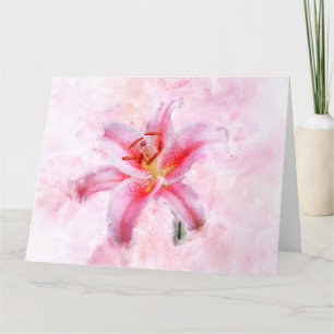 Carte De Remerciements Aquarelle de fleur de Stargazer Lily - wb 01