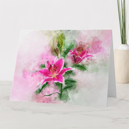 Carte De Remerciements Aquarelle de fleur de Stargazer Lily - wb 02 (Devant)