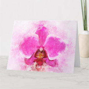 Carte De Remerciements Aquarelle de fleur d'orchidée - rose wb 02
