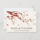 Carte De Remerciements Aquarelle de fleurs de cerisier (Devant)