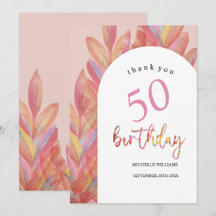 Carte De Remerciements Aquarelle de la fête artistique rose tropicale