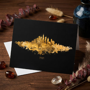 Carte De Remerciements Aquarelle de la skyline de Chicago, paysage urbain