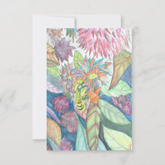 Carte De Remerciements Aquarelle de l'abeille et des fleurs (Devant)