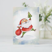 Carte De Remerciements Aquarelle de Noël du Père Noël (Debout devant)