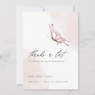 Carte De Remerciements Aquarelle de pin blanc mignon Baby shower papillon
