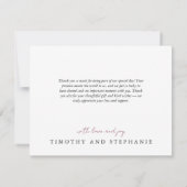 Carte De Remerciements Aquarelle de prune et de rose jaune (Dos)