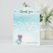 Carte De Remerciements Aquarelle de sirène africaine Anniversaire | BABY (Debout devant)