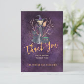 Carte De Remerciements Aquarelle de sorcière Halloween douche nuptiale me (Debout devant)