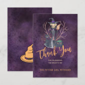 Carte De Remerciements Aquarelle de sorcière Halloween douche nuptiale me (Devant / Derrière)