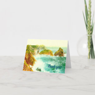 Carte De Remerciements Aquarelle des vagues écrasantes
