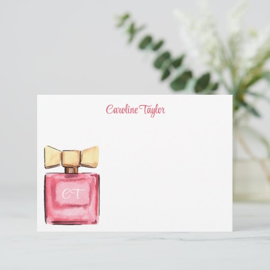 Carte De Remerciements Aquarelle Designer Monogramme Parfum Parfum (Debout devant)