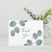 Carte De Remerciements Aquarelle Dollar d'argent Feuilles Eucalyptus (Debout devant)